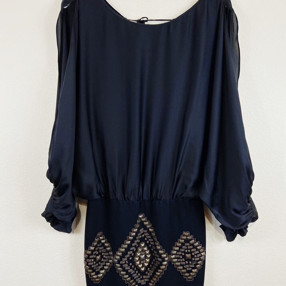 Hale Bob | Black Silk Dress With Beaded Front